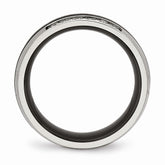 Sophia Jewelers Polished Stainless Steel Black Ceramic CZ Wedding Band